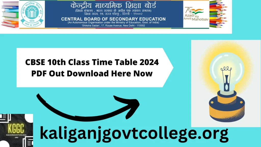 CBSE 10th Class Time Table 2024 PDF