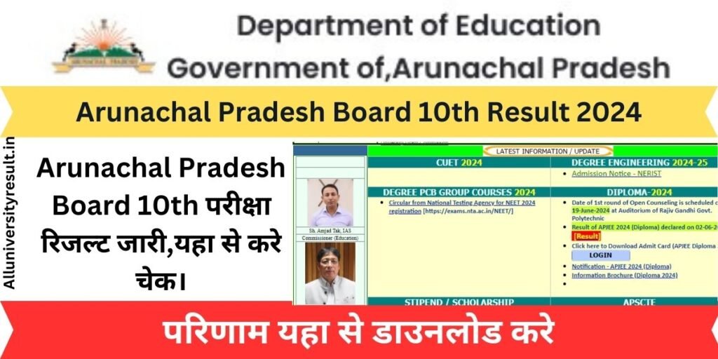 Arunachal Pradesh Board 10th result 